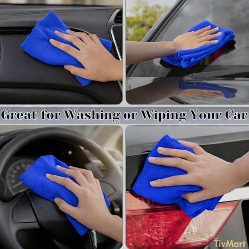 Image of TivMart Microfiber Cleaning Cloth roll | Tear-Away Sheets 10x10 in | Reusable Washable lint-Free Towels for Kitchen car Office | Ultra Absorbent 180 GSM | Blue Pack of 10
