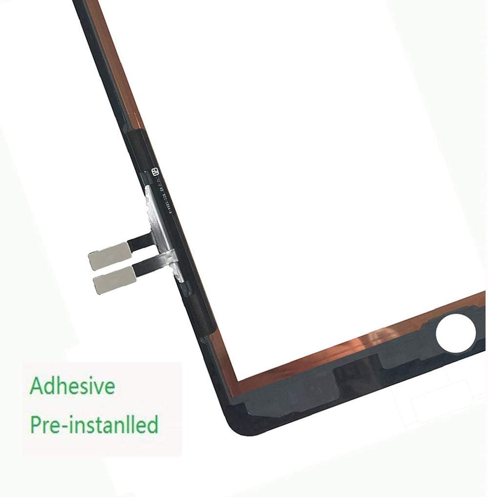 FeiyueTech for White iPad 6 6th Gen 2018 (A1893 A1954) Touch Screen Digitizer Replacement Front Glass Assembly -Includes Camera Holder+PreInstalled Adhesive + Toolkit (Without Home Button)