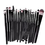 Leisial 20PIEZASBrochas profesionales para maquillajes juego de maquillaje, negro, 15.5×10×1 cm