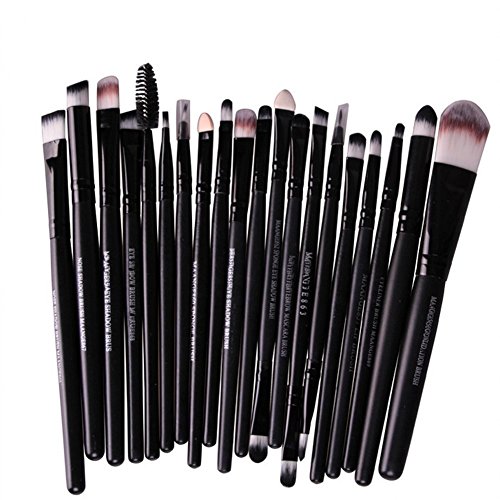 Leisial 20PIEZASBrochas profesionales para maquillajes juego de maquillaje, negro, 15.5×10×1 cm