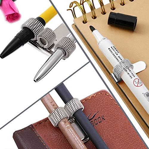 6 PCS Pen Holder Clip Set,Metal Pen Loop Holder with Pocket Clip Clipboard Holder for Notebook,Pocket and Clipboard in Home and Office