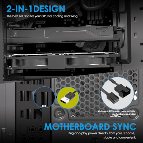 KEYFANCLUB Graphics Card Cooling Fan, 3X 92mm Quiet Fans with 4-Pin to USB Speed Control, for GPU, Server Card, Graphics Card, Video Card, VGA Cooling