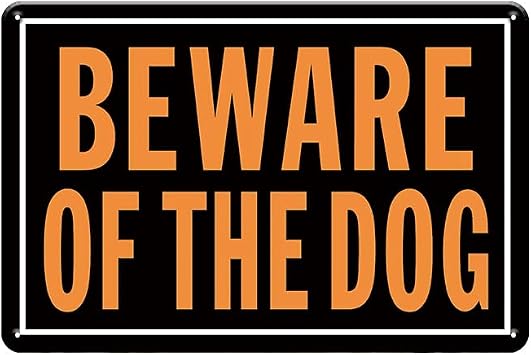 YOYI ART Beware of The Dog Sign for Fence - 12 x 8 inch Metal Warning Sign for Garden, Gate and Yard Wall Decor, Black/Orange