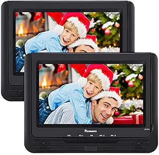 NAVISKAUTO 9.5" Portable DVD Player Dual Screen with 5-Hour Built-in Rechargeable Battery, Last