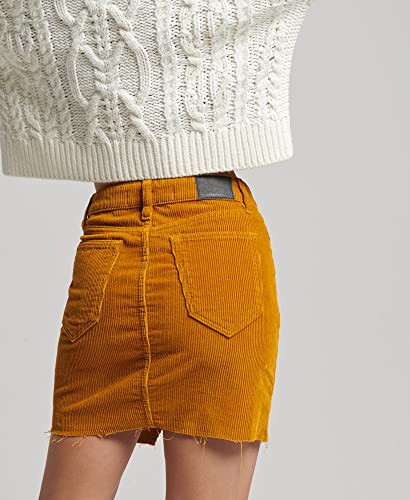 Superdry Mini Jupe en Jean pour Femme., Turmeric Tan Cord, 24W régulier