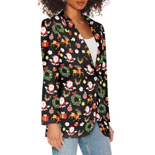 Women's Casual Blazers Plus Size One Button Notched Lapel Open Front Long Sleeve Business Work Office Suit Jackets4