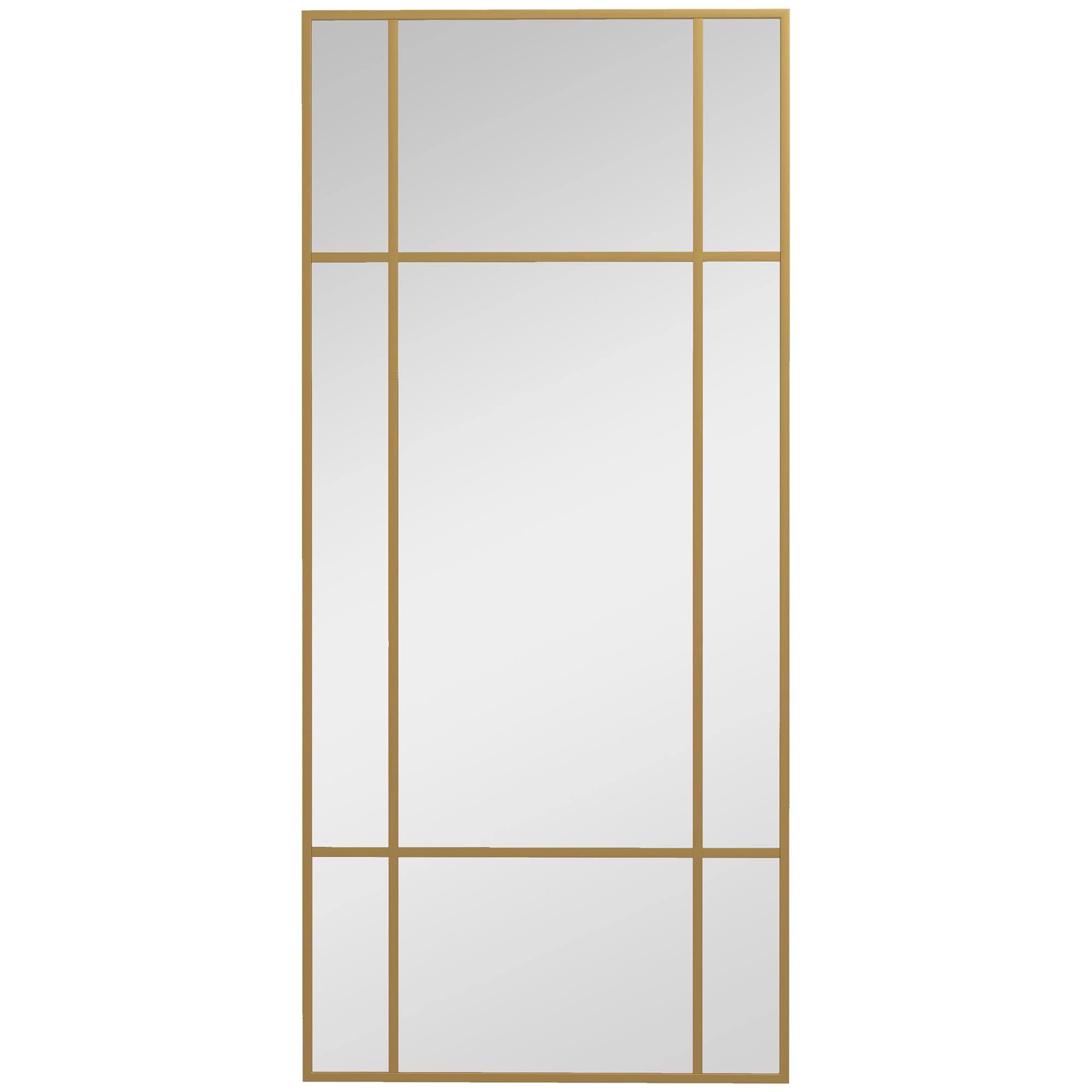 HOMCOM Rectangle Wall Mirror, 110 x 50cm Window Style Vanity Mirror with Metal Frame, Vertical or Horizontal Hanging for Living Room, Bedroom, Entryway, Gold Tone — image 1