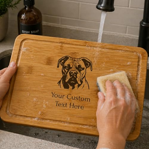 Tabla de Cortar Personalizada de Madera de Bambú con Diseño de Perro Cattle Australiano, 29.21 cm x 22.23 cm x 1.27 cm miniatura 7