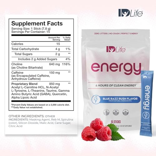 Image of IDLife - Energy Blue Razz Rush - Time-Release Caffeine, L-Theanine & Alpha Lipoic Acid for Clarity, Stamina & Clean Fuel - 15 Sticks