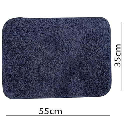 Image of Door Mats for Home | Door Mats for Home Entrance | Door Mat for Bathroom| Soft & Super Absorbent Mats for Shower | Washable, Non-Slip & Quick-Drying Mats (Pack of 2) (Dark Blue)