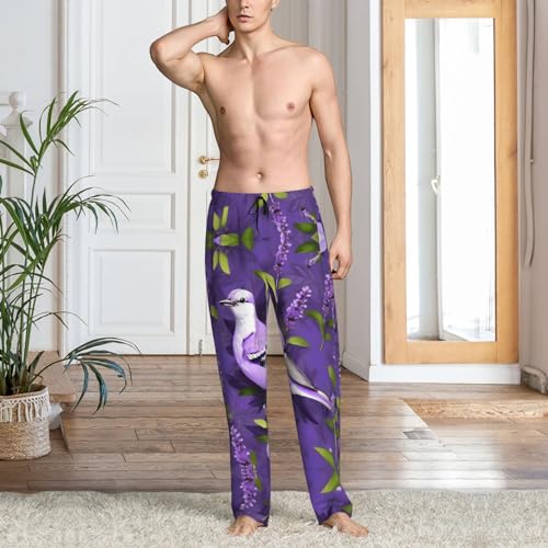 Pantalon de pyjama pour homme EdWal en noir avec fleurs lavande chic - 6