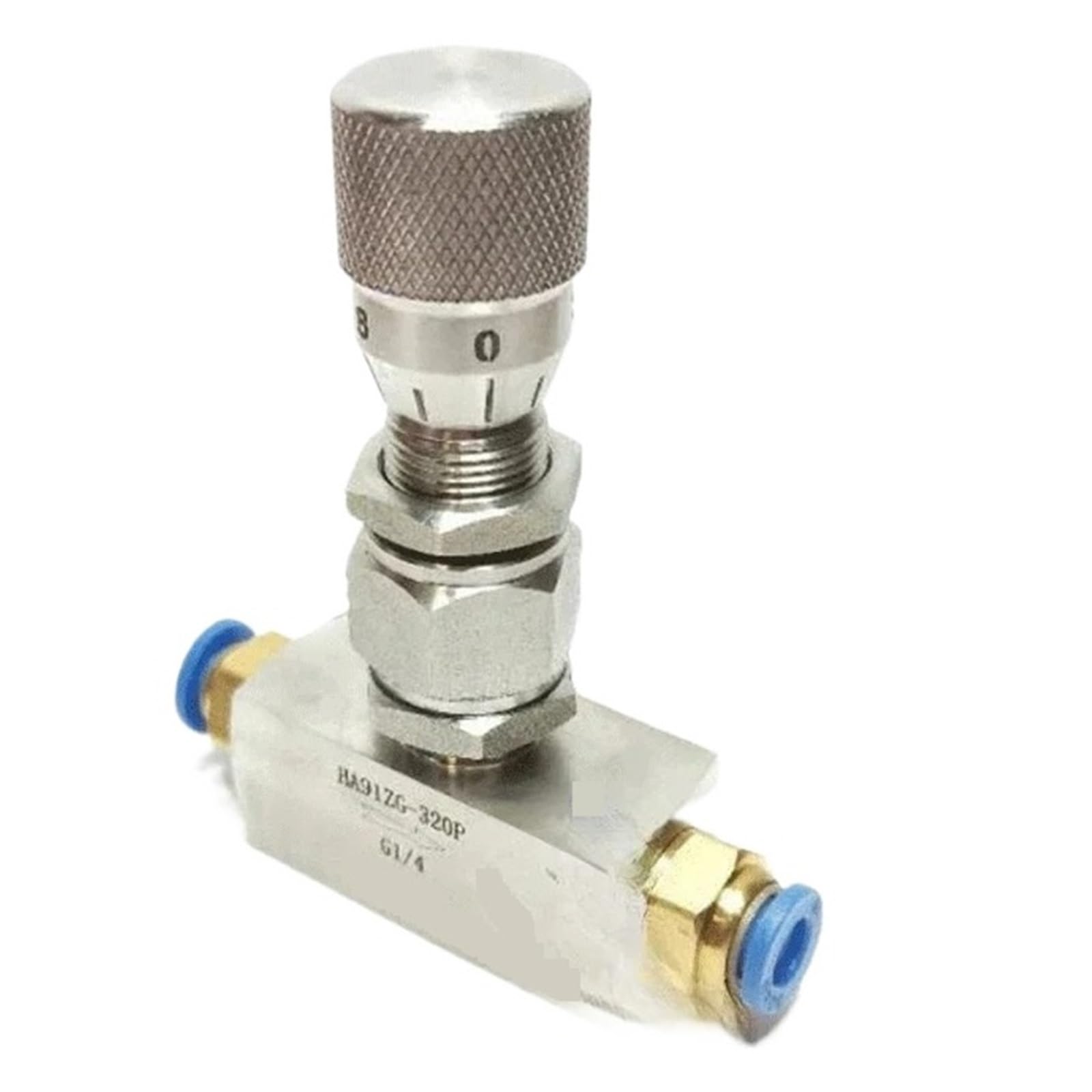 Vanne à aiguille inox 304 micro-régulation Premium pour tube PU 8mm