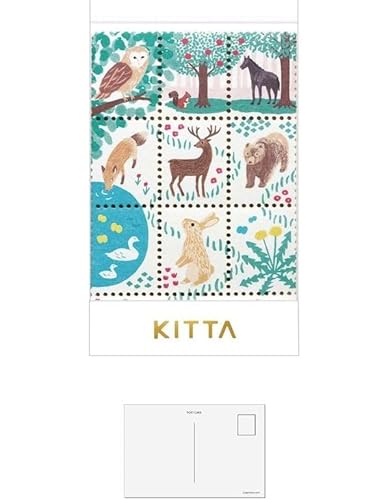 キングジム マスキングテープ KITTA キッタ スペシャル アニマル KITP008 【まとめ買い × 2パック】+ 画材屋ドットコム ポスト カードA