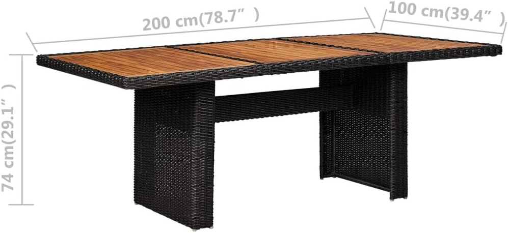 Patio Dining Table,Patio Bistro Table,Apartment Gardening Balcony,Deck Table,Backyard Table,for Patio, Backyard,Pool, Black 78.7"x39.4"x29.1" Poly Rattan