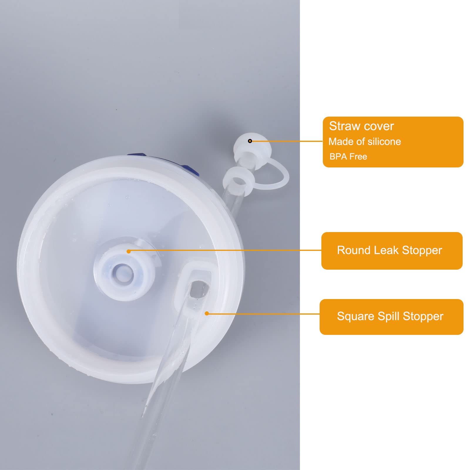 Spill Stopper Set for Stanley Cup 1.0 40oz / 30oz, 6pcs Silicone Leak Proof Straw Stopper Plug for Stanley Tumbler with Handle, With 2 Straw Cover Cap, 2 Lid Leak Stopper, 2 Anti Spill Stopper