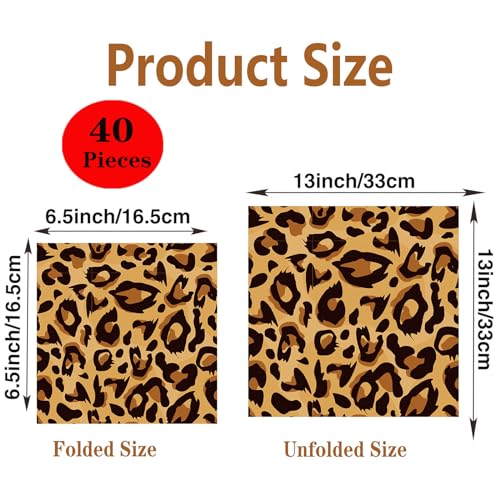 Bhnacier ZJ092 Animal Leopard Party Napkins For Jungle Animal Party Supplies Safari Leopard Print Party Napkins Animal Themed Luncheon Disposable Paper Napkins Safari Leopard Party Themed Birthday Supplies thumb #2
