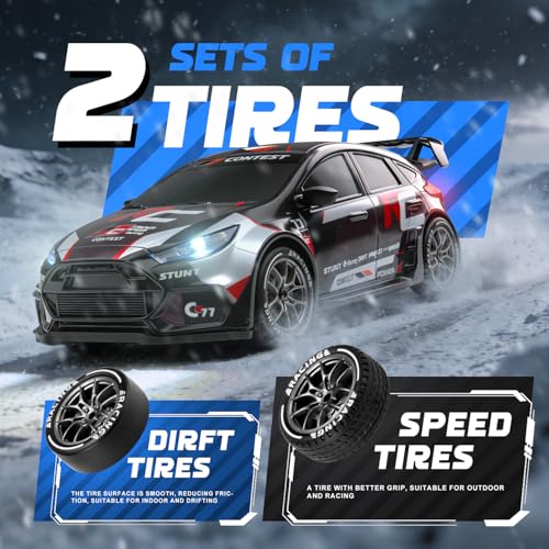 Image of RC Drift Car Purple Racing Livery 1 /24 Remote Control Car for Adult | 20KM /H 4WD Low /High Speed RC Cars with LED Lights, Extra Drifting Tires, Vehicle for Kids Boys Girls Beginners Indoor Outdoor