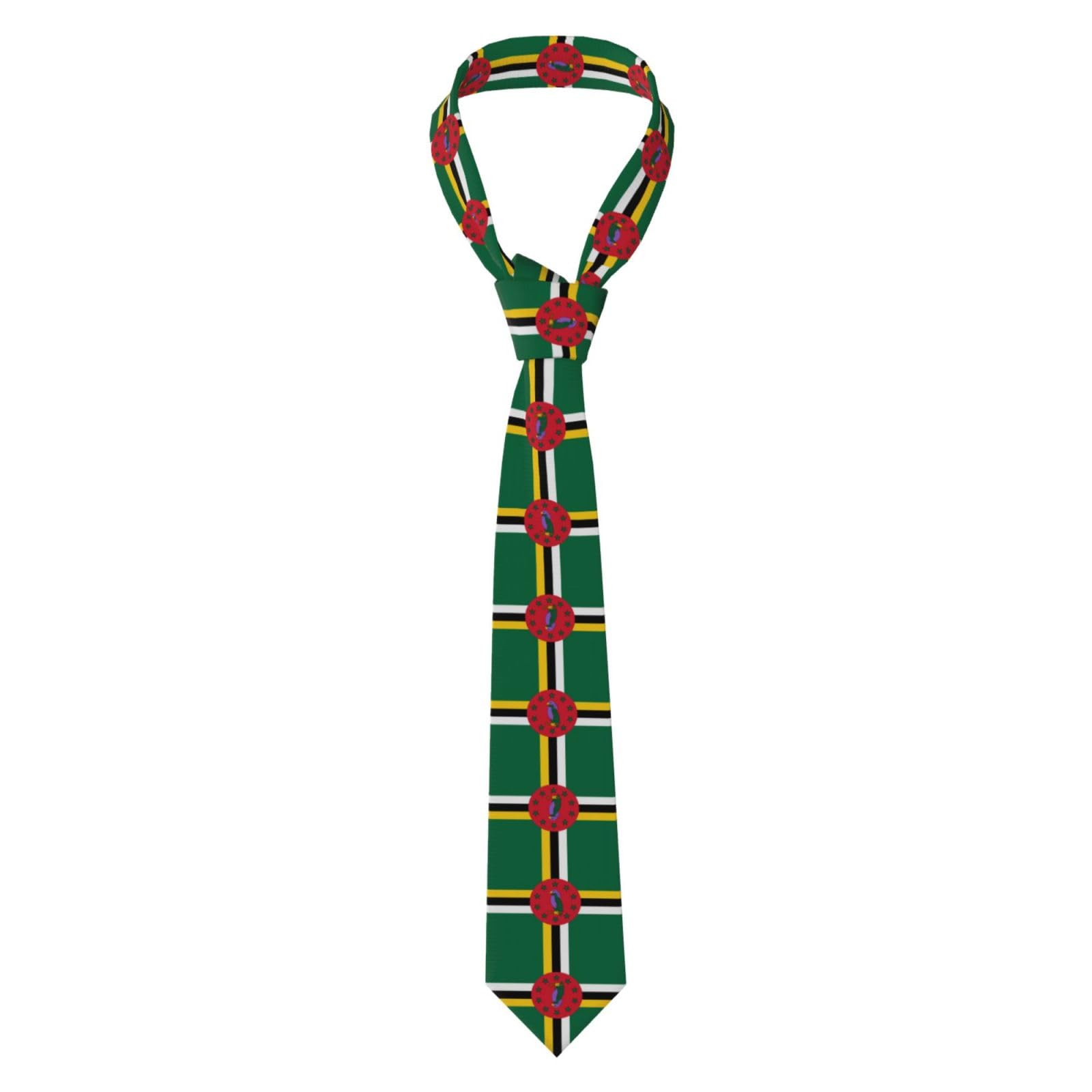 Caihuav Unisex Flag Of The Commonwealth Of Dominica Print Men's Neckties - Business Formal Wear, Perfect For Weddings, Groomsmen, And Special Occasions