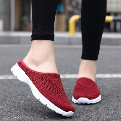 Kubbon Womens Backless Sneakers Breathable Mesh Walking Mules Summer Slip-on Mule Shoes Open Back Comfortable Shoes Closed Toe Slippers2