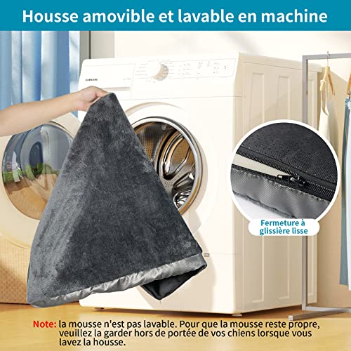 Nepfaivy Cama para Perros Grandes Impermeable - Cama Ortopedica para Perros Desenfundable, Colchoneta para Perro Grande Lavable, Sofa para Perros, Cojin para Perro, XL(105cm*70cm) 6 🐾【Soporte】Esta cama ortopédica para perro grande está diseñada con espuma duradera y densa que no se aplana inmediatamente ni pierde su forma con facilidad. La cama para perro grande se ajusta al cuerpo de su perro, ayudando a aliviar los puntos de presión y proporciona soporte para las articulaciones y la columna vertebral, y se recuperará rápidamente después de cada uso. Los perros de cualquier edad se benefician de la amortiguación adicional que proporciona una cama de espuma densa.
🐾【Cómoda】Esta cama para perros grandes está recubierta con tres capas. Una tela de piel sintética de felpa en la parte superior que proporciona un área de descanso suave y cómoda para los perros. La capa intermedia es un nylon Oxford duradero para garantizar el uso a largo plazo. Y hemos hecho la tercera capa especialmente resistente al agua para proteger el colchón interior de espuma de manchas y olores. Es especialmente ideal para perros mayores y cachorros propensos a los accidentes.
🐾【Guía de tallas】 Esta cama para perros mide 105cm*70cm*7.8cm, es adecuada para perros que pesen menos de 42kg/93lbs, con una longitud corporal inferior a 97cm/38in. Es importante comprobar tanto el peso recomendado de la cama, así como sus dimensiones, y es mejor que mida a su perro de la nariz a la cola para asegurarse de que su perro quepa en ella cómodamente.