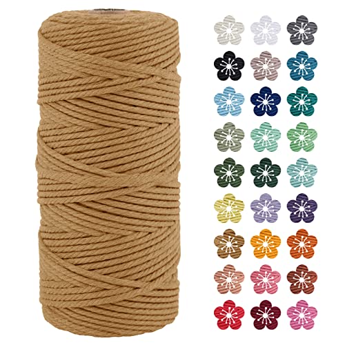 LEREATI Macrame Cord 3mm x 100m, Thick Macrame Rope Natural Cotton Rope Craft String