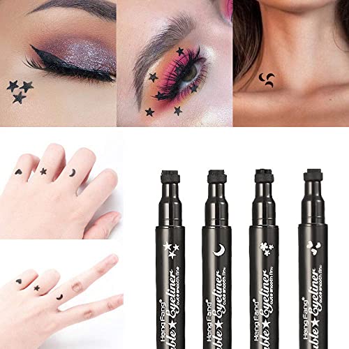 Eyeliner Stamp - OCHILIMA Double-sided Liquid Eyeliner Pen with Eye Makeup Stamp, Waterproof, Double Sided & Long Lasting Seal Tattoo Makeup Tool Red Black No smudge (Moon/Star)Shape Stamp Pen 2 Pcs - Image 8