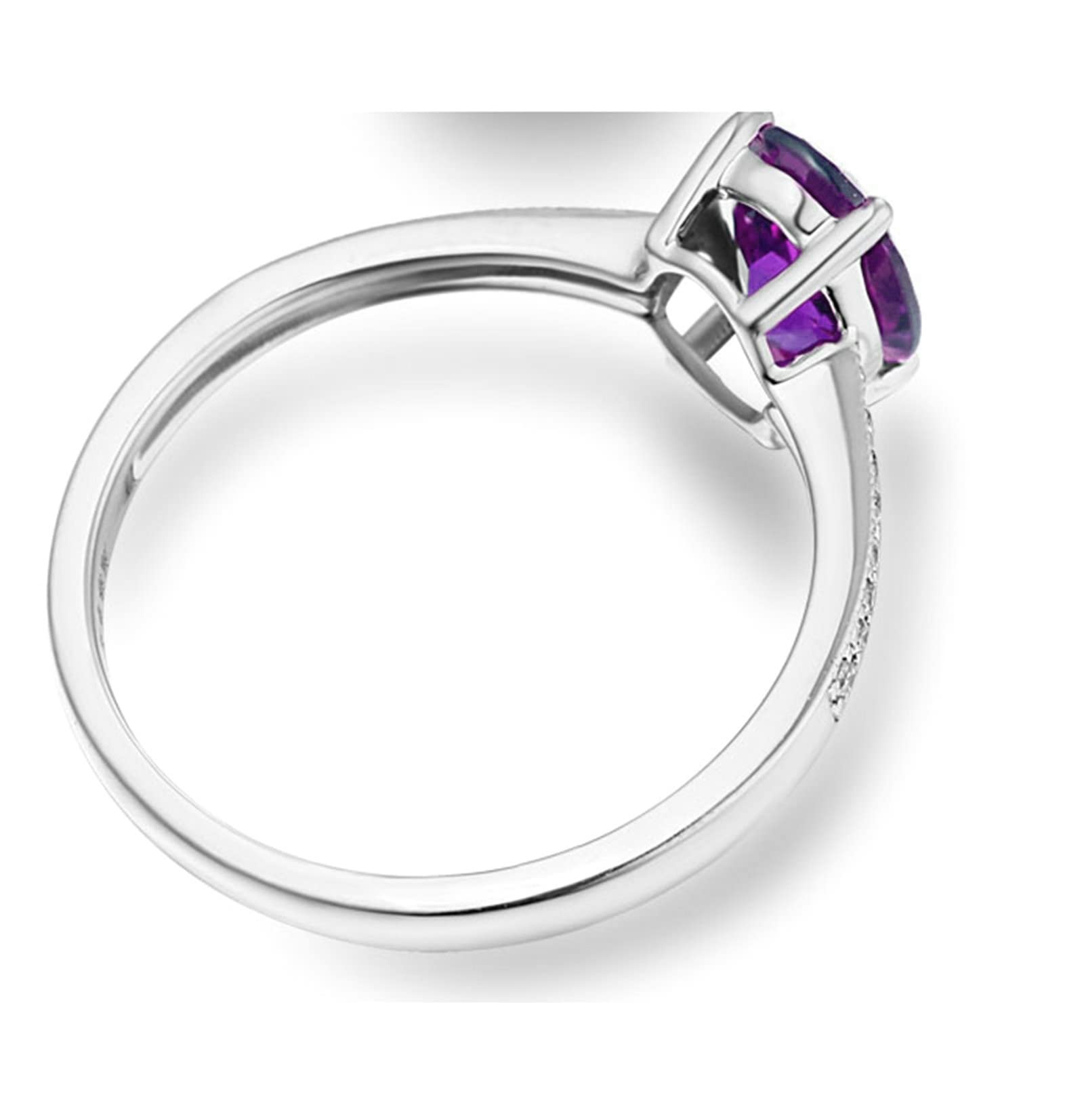Ringe Damen Eheringe Silber Violett Oval Zirkonia Frau Bands für Sie Größe 45 (14.3)-65 (20.7)
