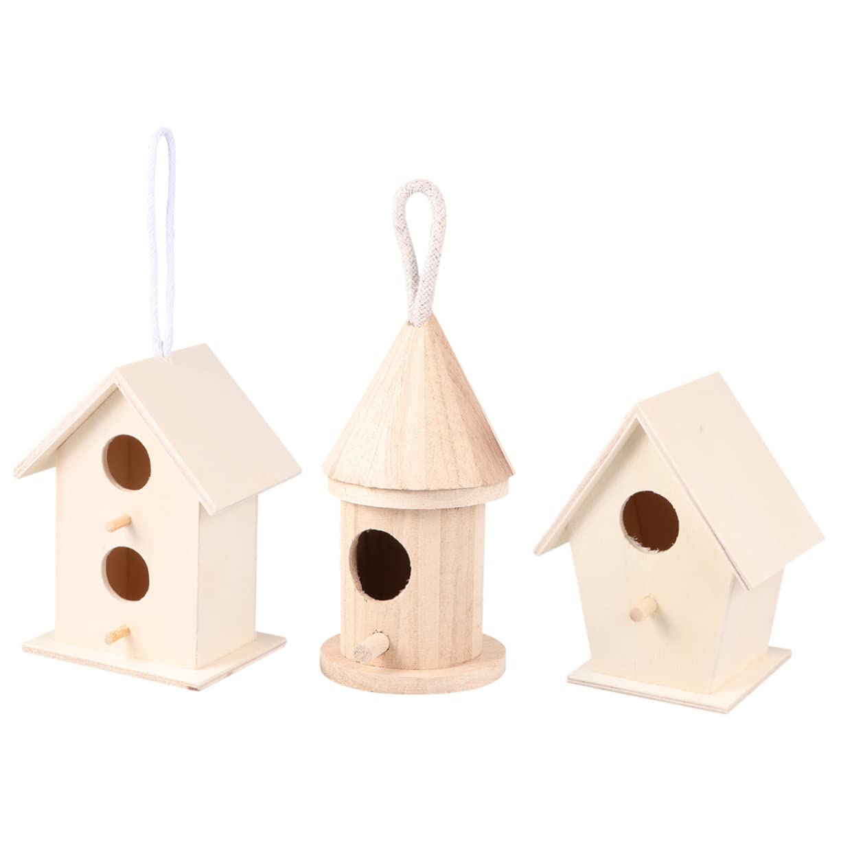 TOYANDONA 5 Pcs Wooden Bird Nest DIY Pendant Natural Unfinished Birdhouse for Garden Decoration Birds Accessories