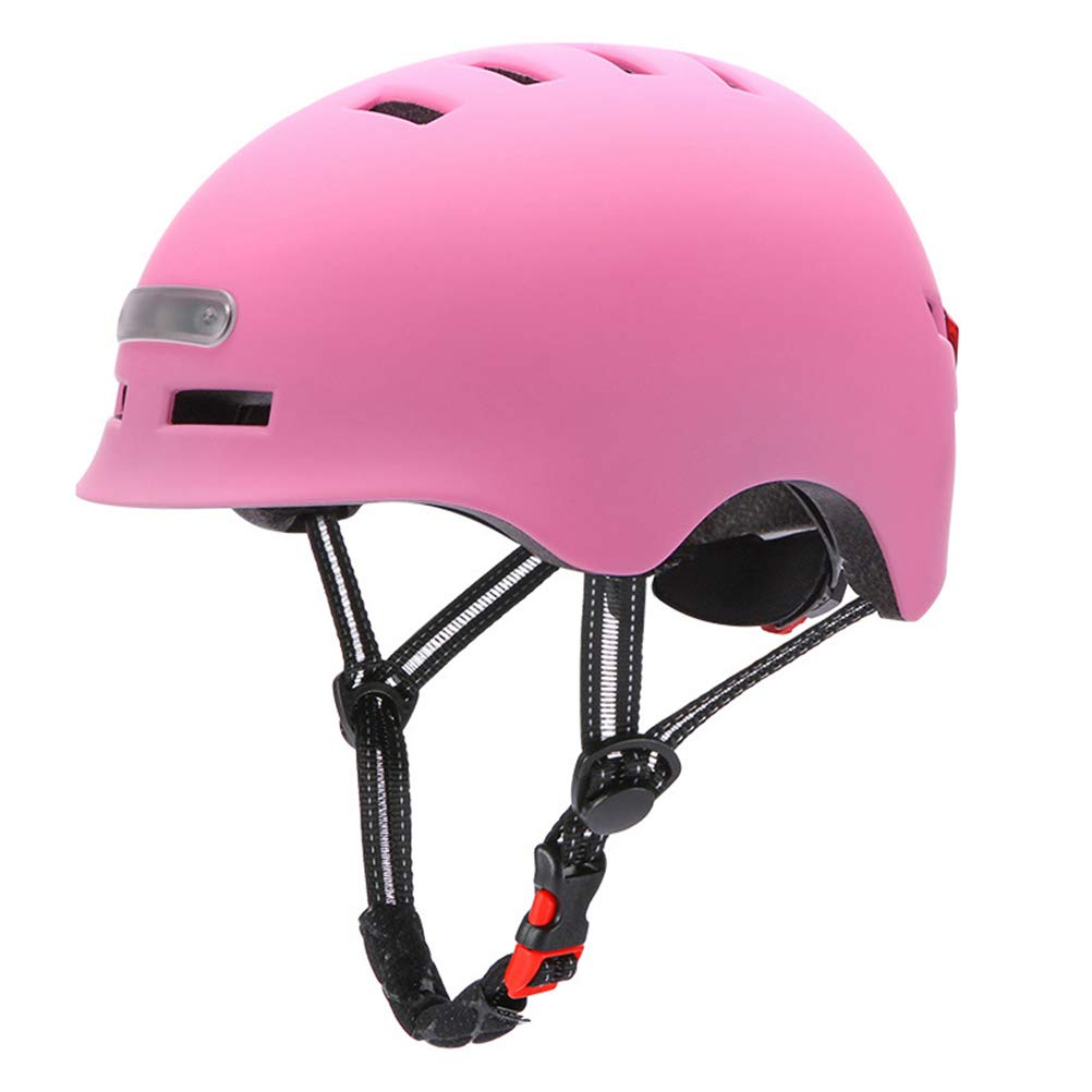 CHICIRIS Casco de Bicicleta con Luz de Carga USB PC EPS Casco de Ciclismo 750 MAh Faro Delantero Luz de Advertencia Trasera 12 Ventilaciones Ajustable M 54 a 57 Cm para Ciclismo Scooter Monopatín