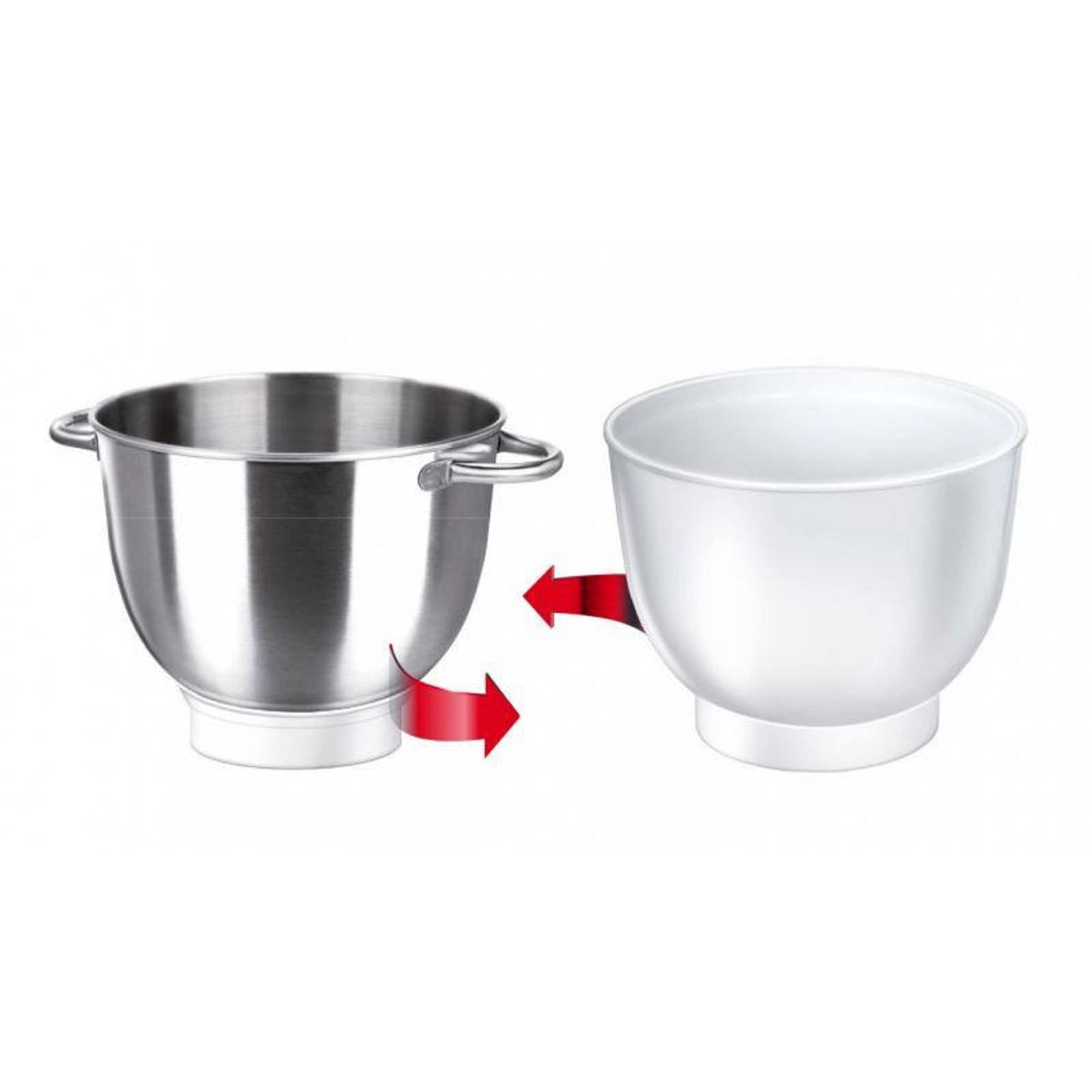 MPM MMR-12 Impastatrice Professionale per Pasticceria Robot da Cucina Orbitale per Panetteria, Regolatore di Velocità, 2 Ciotole da 4,2 Litri, 1000W, Bianco