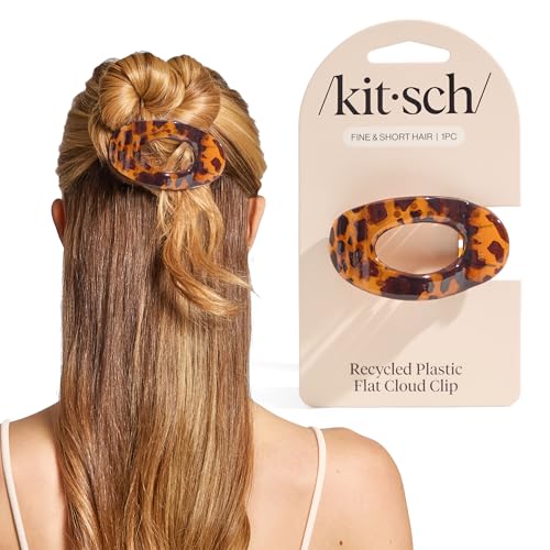 Kitsch Small Flat Claw Clips for Women - Stylish Flat Hair Clips for Women, Strong Hold for Thick & Fine Hair | Non-Slip for Secure, Comfortable All-Day Wear -Tortoise Design