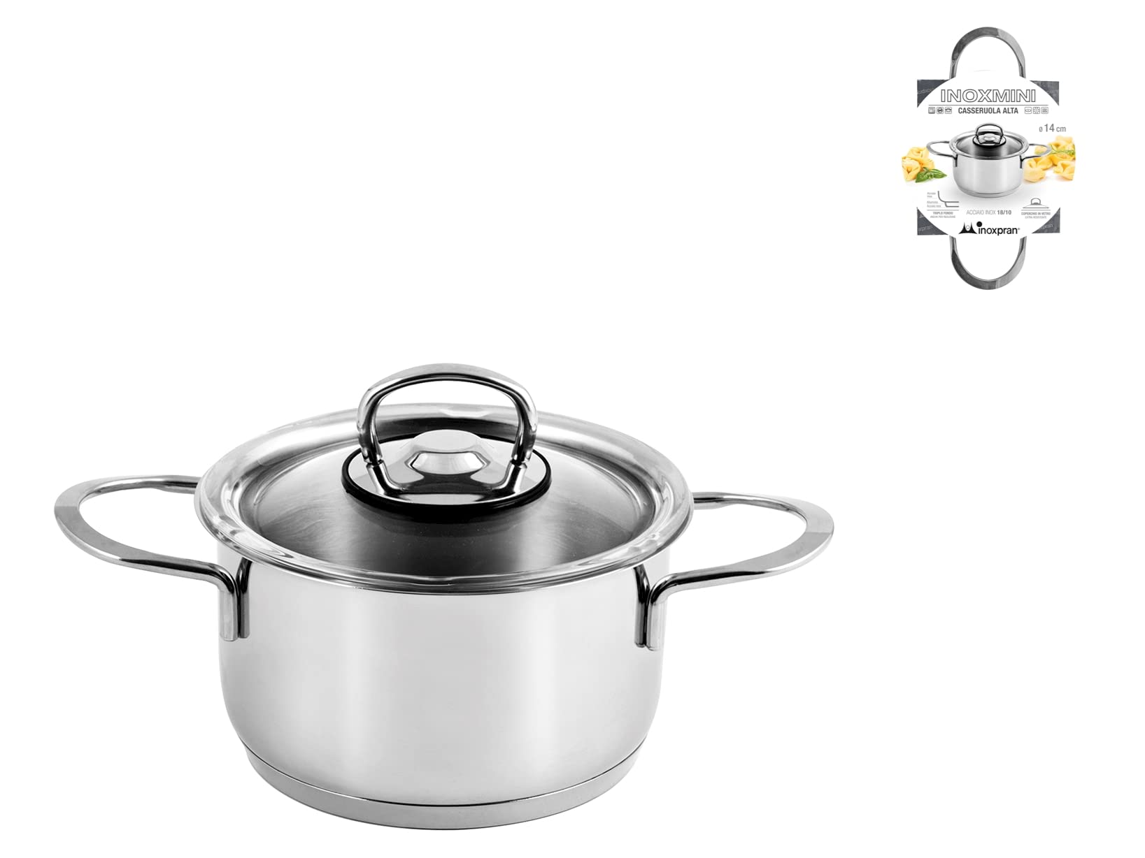INOXPRAN 598 minicasseruola High with Lid, Stainless Steel, Grey