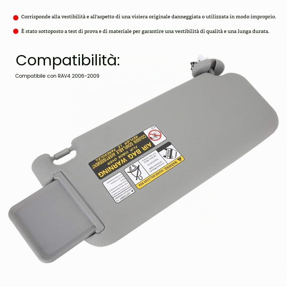Aletta Parasole Originale Auto Standard ABS Grigio - 74320-42501-B2 Sinistro Lato Guida Parasole per Finestrino Auto Aletta Parasole 2006