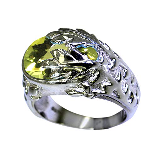 Argent sterling-925 ovale jaune naturel quartz citron pour enfant femme homme mixte