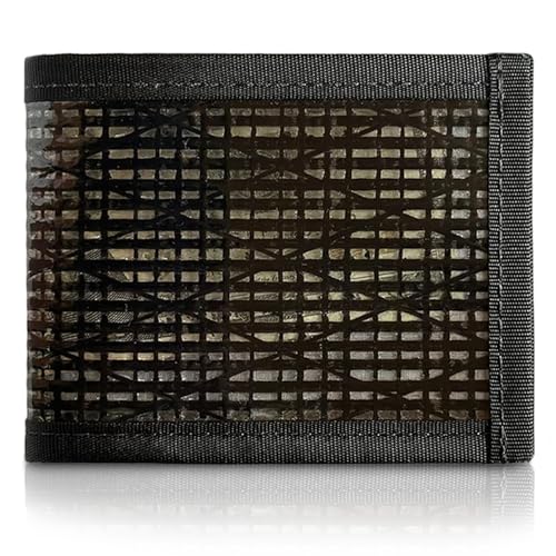 Flowfold Vanguard Recycled Sailcloth Bifold Wallet | Slim and Durable with Cash pocket, Two Hidden Card Pockets and Two ID Windows | Holds 10-12 Cards | Minimalist Wallet Made in USA | Black Sailcloth