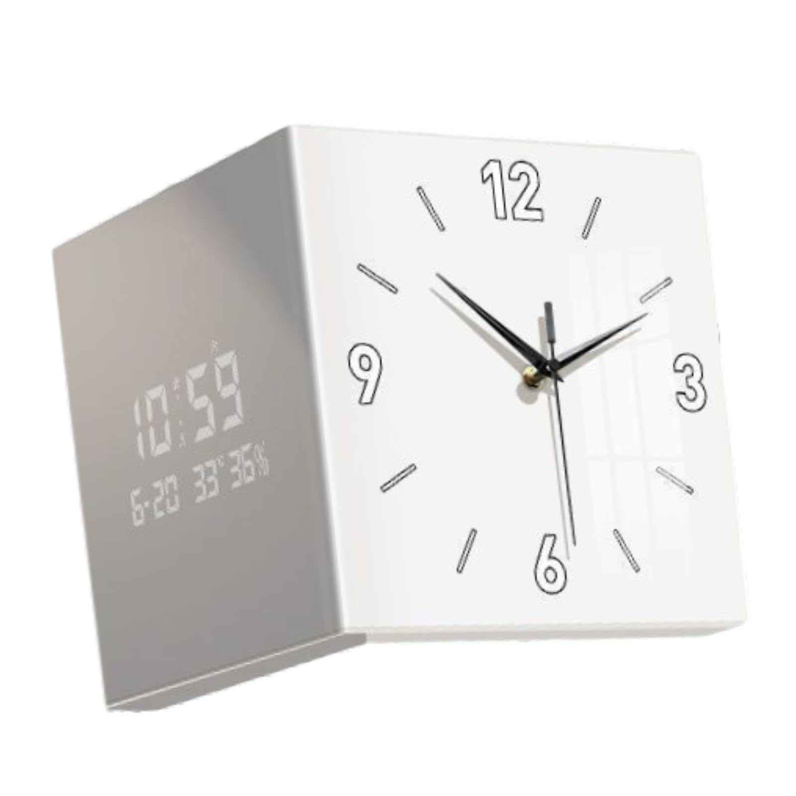 Elegante, doppelseitige Eckwanduhr für Küche, Wohnzimmer, Büro oder Landhausstil – vielseitig einsetzbar, Weiß, 26 x 26 cm