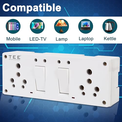 Image of Combined Box 16 Amp with Universal Socket, Master Switch, LED Indicator & Safety Shutter | 240V Power Utility Box for Home, Office & Appliances | with 6 Month Warranty
