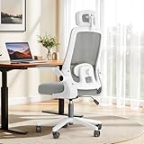オフィスチェア 椅子 デスクチェア 疲れない人間工学 跳ね上げ式アームレスト 2Dヘッドレスト 腰サポート 通気性メッシュ デスクチェア 長時間 座れる お宅 在宅ワーク pcチェア メッシュ パソコン ワーク 事務椅子 (グレー)