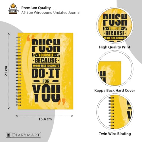 Image of Push Yourself Quotes Printed Cover A5 Size Wiro Hard Bound Notebook Diary For Girls Women & Men | 200 Ruled Pages | 80 GSM Paper | Undated Journal Diary