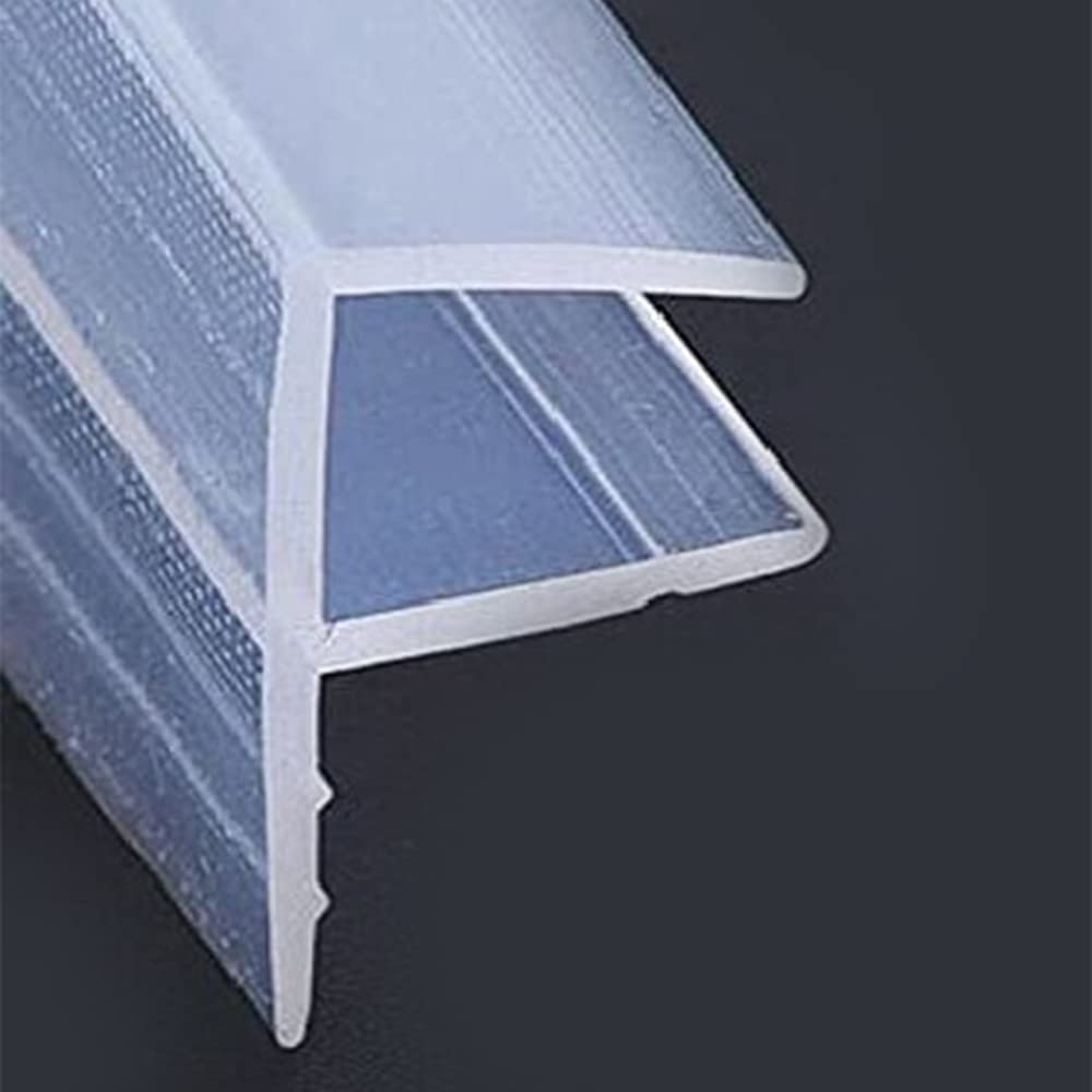 Juvielich1Pcs Shower Door Bottom Seal 2m Silicone Rubber Widen Frameless Glass Door Side Seal Strip for 8mm/0.31inch Glass to Stop Shower Leaks F Shape