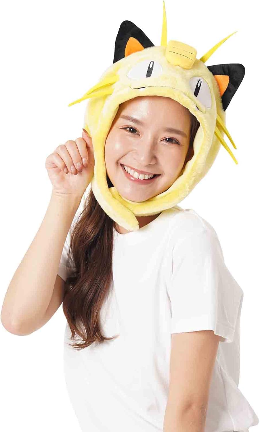 SAZAC Cozy, Warm Meowth Kigurumi Hat with Ear Flaps Pokemon Beanie for Adults, Luxurious Novelty Hat for Halloween & Cosplay - Premium Anime Cap