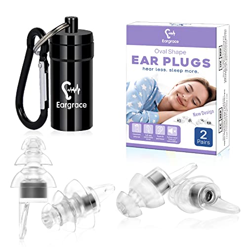 Tapones para los oídos para dormir, 2 pares de tapones para los oídos de forma ovalada con reducción de ruido Tapones para los oídos cómodos, suaves y reutilizables para dormir y protección auditiva Cover