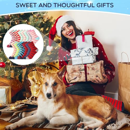 Image of Handepo 60 Pairs Women Fuzzy Socks Bulk Winter Warm Soft Fluffy Crew Sleeping Slipper Socks for Back to School Birthday Gifts