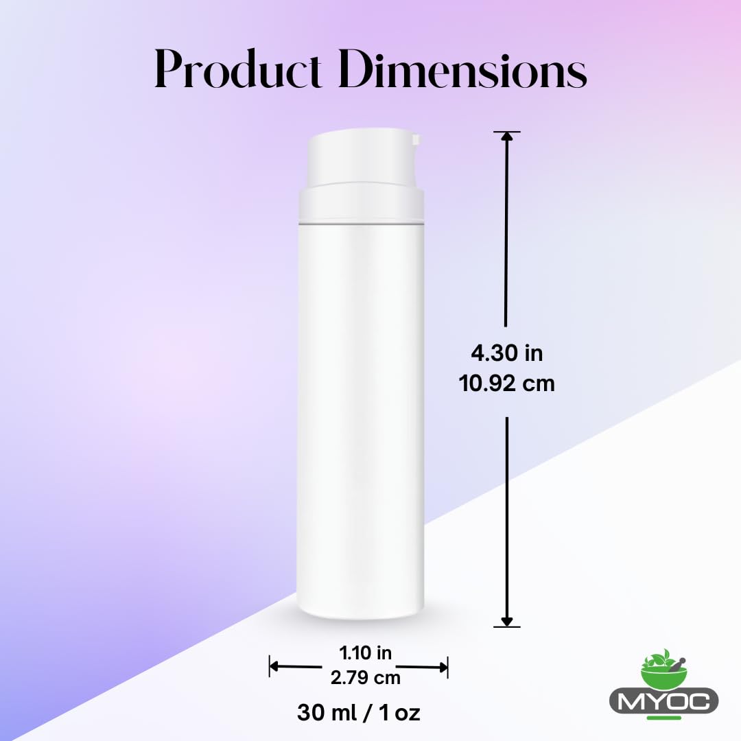 MYOC White Airless Bottle Set with White Pump| 4 Bottles | 30ml | Leak-Proof & Precise Dispensing | Ideal for DIY Beauty & Skincare 4