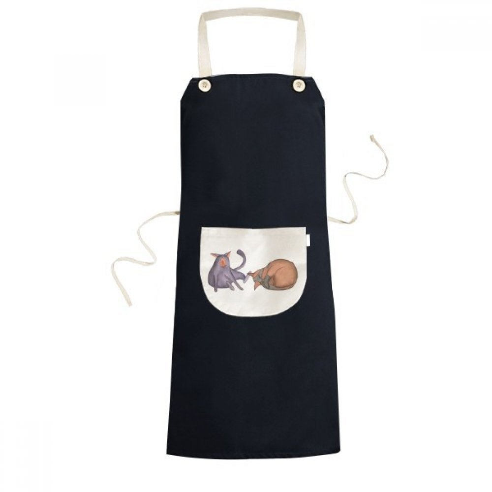 Tablier Chat Aquarelle Bleu Cuisine au Quotidien Bavoir de Poche Noir pour Cuisiner