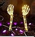18 pollici Decorazione delle mani di scheletro di Halloween Luci incandescenti,Mano che striscia fuori dalla lampada a LED da terra,Pali della decorazione del giardino di Halloween Horror (1 paio)