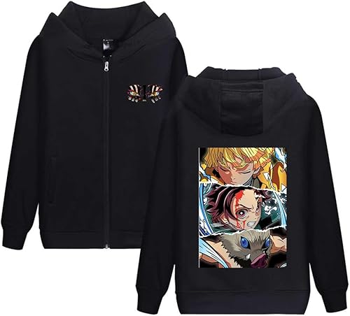 Symish Animes - Sudadera con capucha y cremallera, sudadera casual de estilo Harajuku