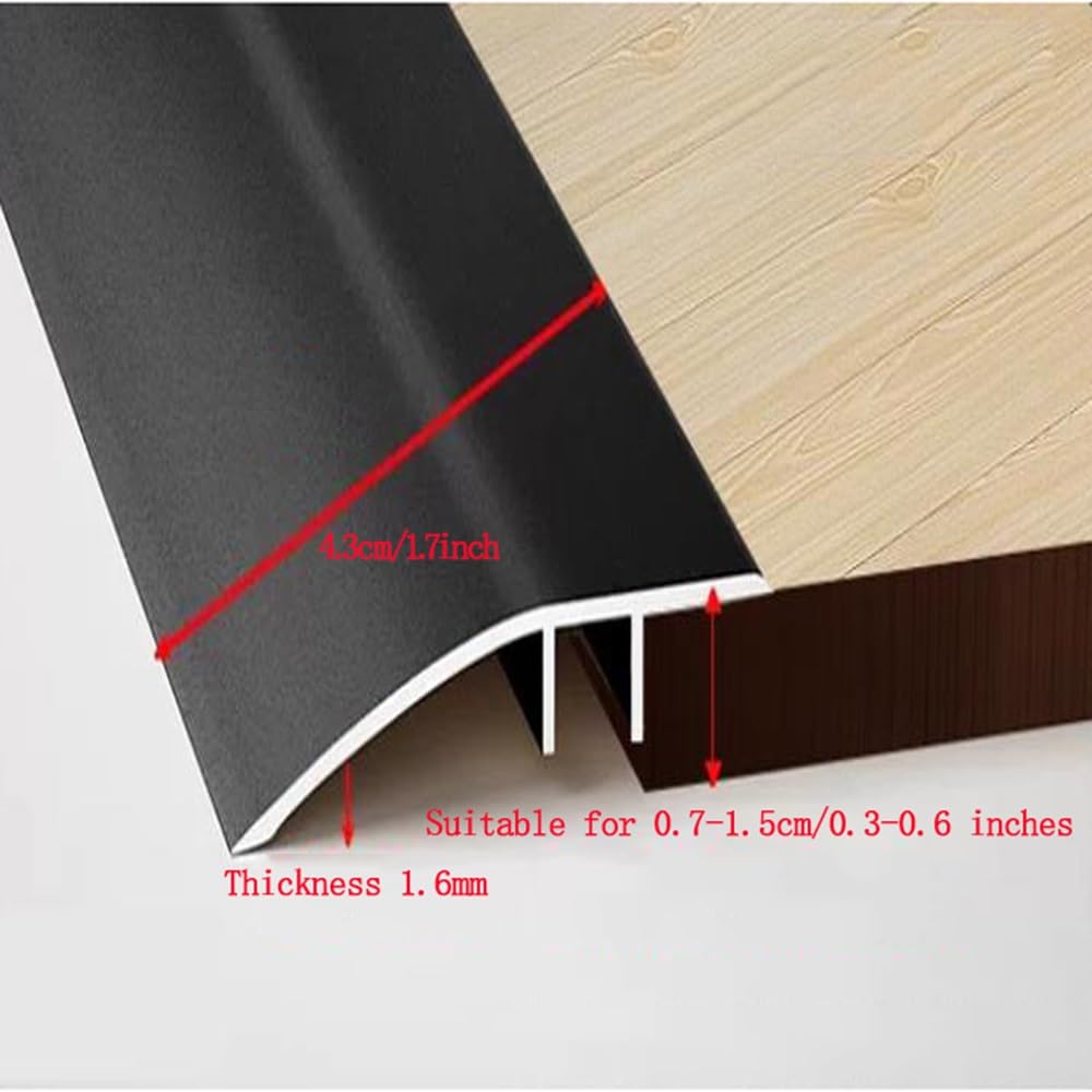 Bande de transition de sol en aluminium, rampe de réduction de seuil de bande de seuil en métal robuste for intérieur et extérieur(Gray,90cm/35.4in)