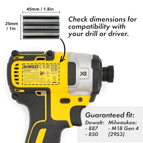 Simon Tools Magnetic Bit Holder for Impact Drivers and Drills - Super Strong Adhesive - Drill Accessory That Fits Most drills: Dewalt, Makita, Klein, Bosch and Milwaukee Bit Holder - Image 7