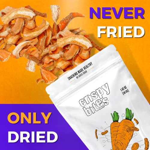 Baked Carrot Chips, Oven Baked No Oil Added, Vegetable Crisps, No Sugar Added Gluten Free Healthy Snack, Vegan, Veggie Snack Pack, Salad Topper, Sea Salt, 1.42Oz Sealable Bags, Pack Of 5 #TOP2